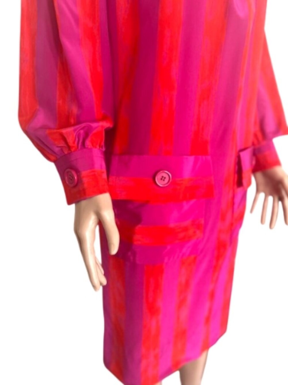 Adele Simpson Vintage Striped Dress – Size 6 - Pink/Orange Lightweight Loose fit - Picture 3 of 5